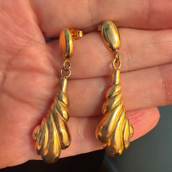 Vintage Italian Vermeil Earrings – 925 Sterling Silver Gold Plated Drop Design - Picture 1 of 5